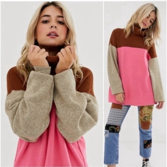 Free People Other - Free People Color-Block Turtleneck Sweater Size Small